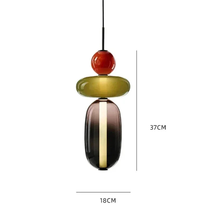 Lampa wisząca LED z rzeźbiarskimi elementami szklanymi