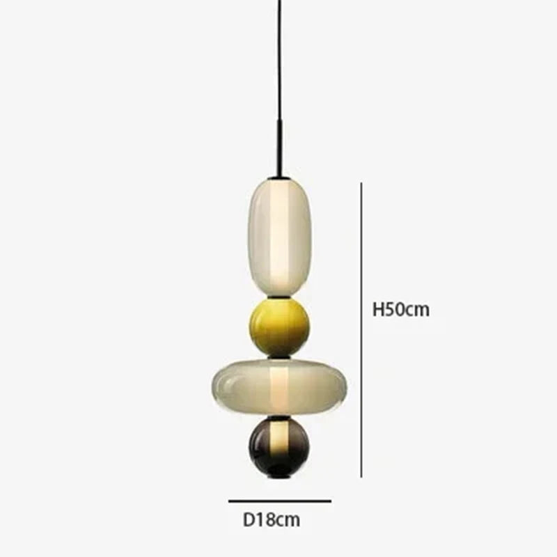 Lampa wisząca LED z rzeźbiarskimi elementami szklanymi