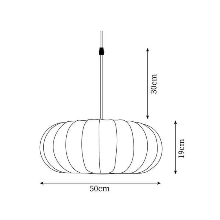 Lampa wisząca LED z segmentowanym panelem materiałowym i owalnym kloszem typu kokon