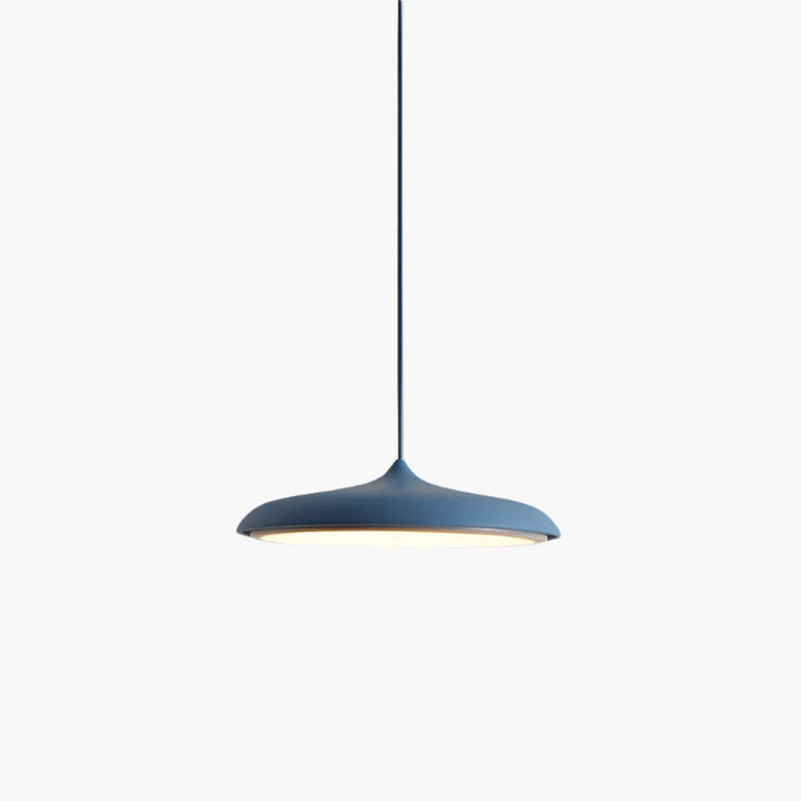 Lampa wisząca LED z ultra płaskim kloszem w kształcie dysku i stożkowym punktem zawieszenia