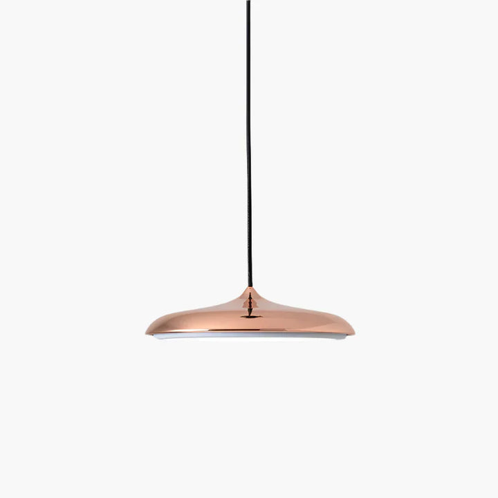 Lampa wisząca LED z ultra płaskim kloszem w kształcie dysku i stożkowym punktem zawieszenia