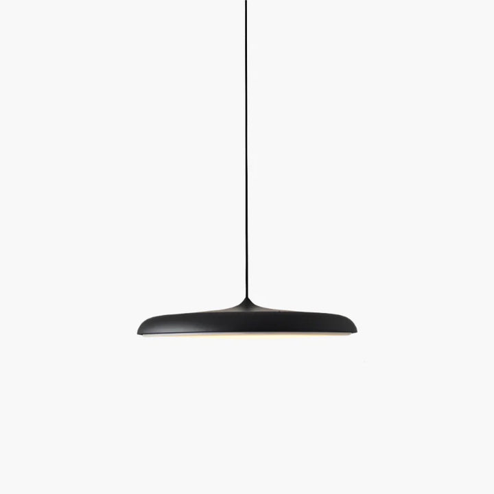 Lampa wisząca LED z ultra płaskim kloszem w kształcie dysku i stożkowym punktem zawieszenia