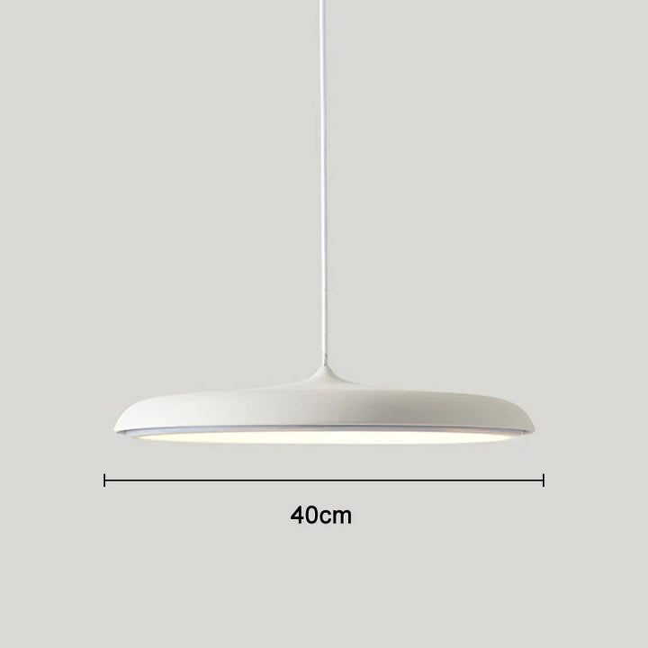 Lampa wisząca LED z ultra płaskim kloszem w kształcie dysku i stożkowym punktem zawieszenia