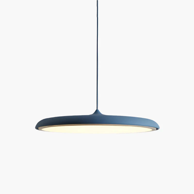 Lampa wisząca LED z ultra płaskim kloszem w kształcie dysku i stożkowym punktem zawieszenia
