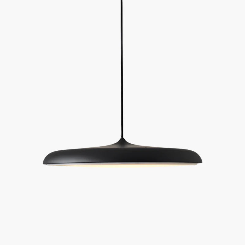 Lampa wisząca LED z ultra płaskim kloszem w kształcie dysku i stożkowym punktem zawieszenia