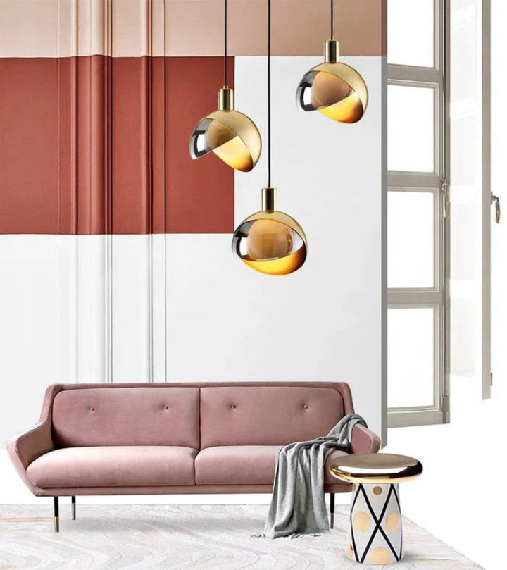 Lampa wisząca kula z kloszem szklanym w kształcie kuli