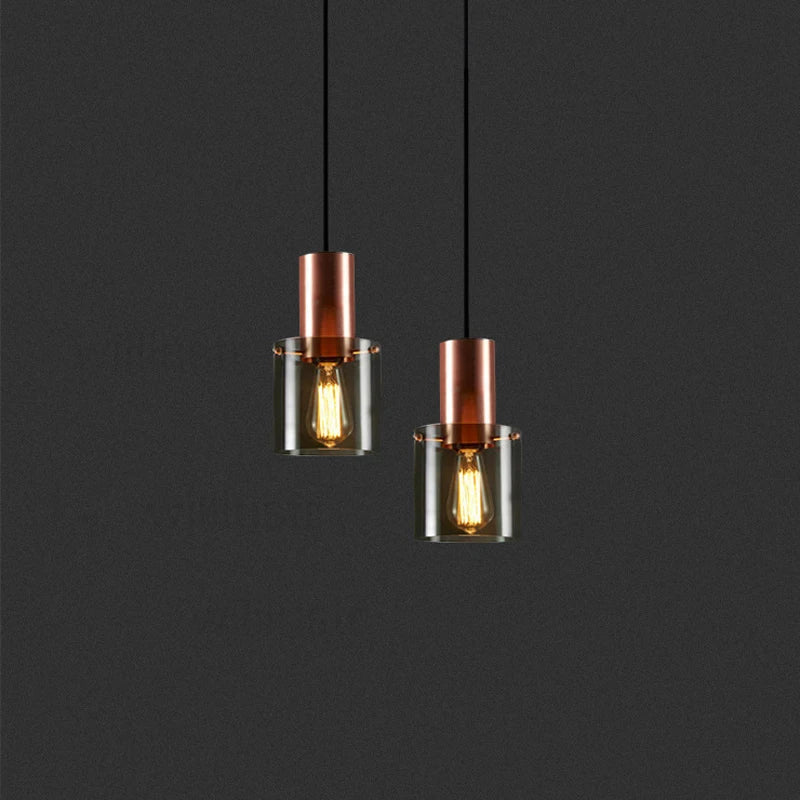 Lampa wisząca loftowa z cylindrem szklanym