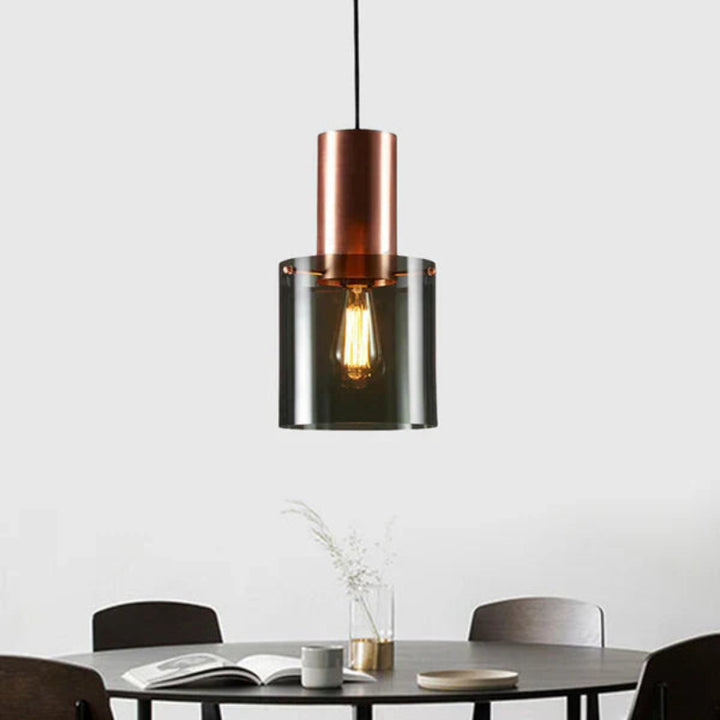 Lampa wisząca loftowa z cylindrem szklanym