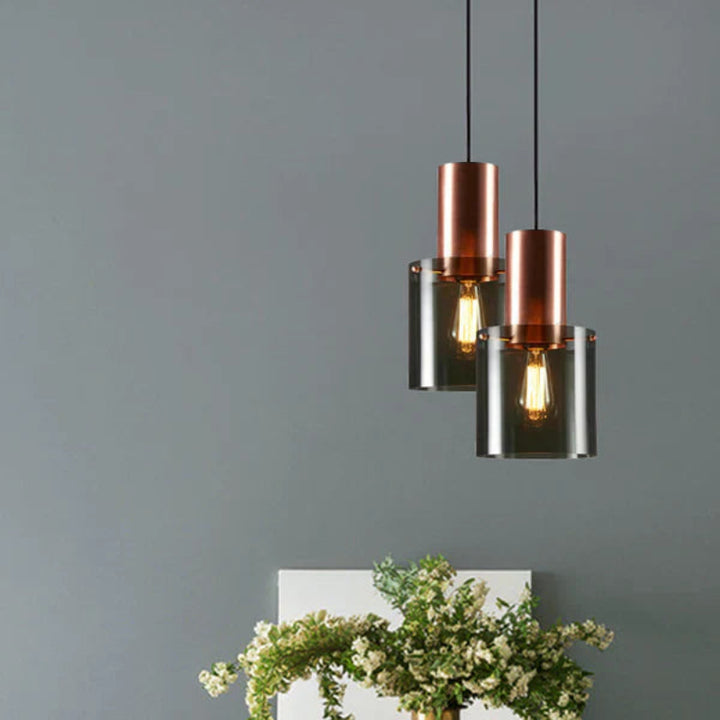Lampa wisząca loftowa z cylindrem szklanym