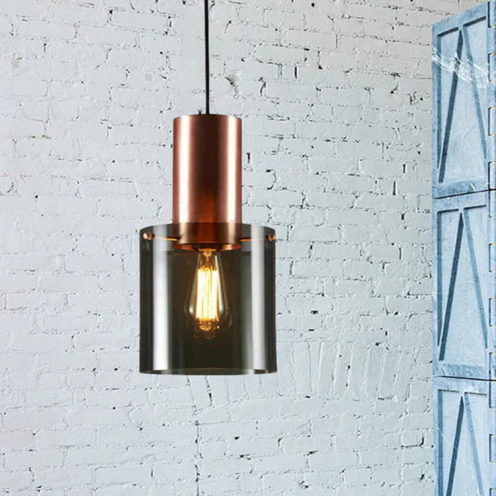Lampa wisząca loftowa z cylindrem szklanym