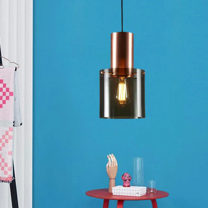 Lampa wisząca loftowa z cylindrem szklanym
