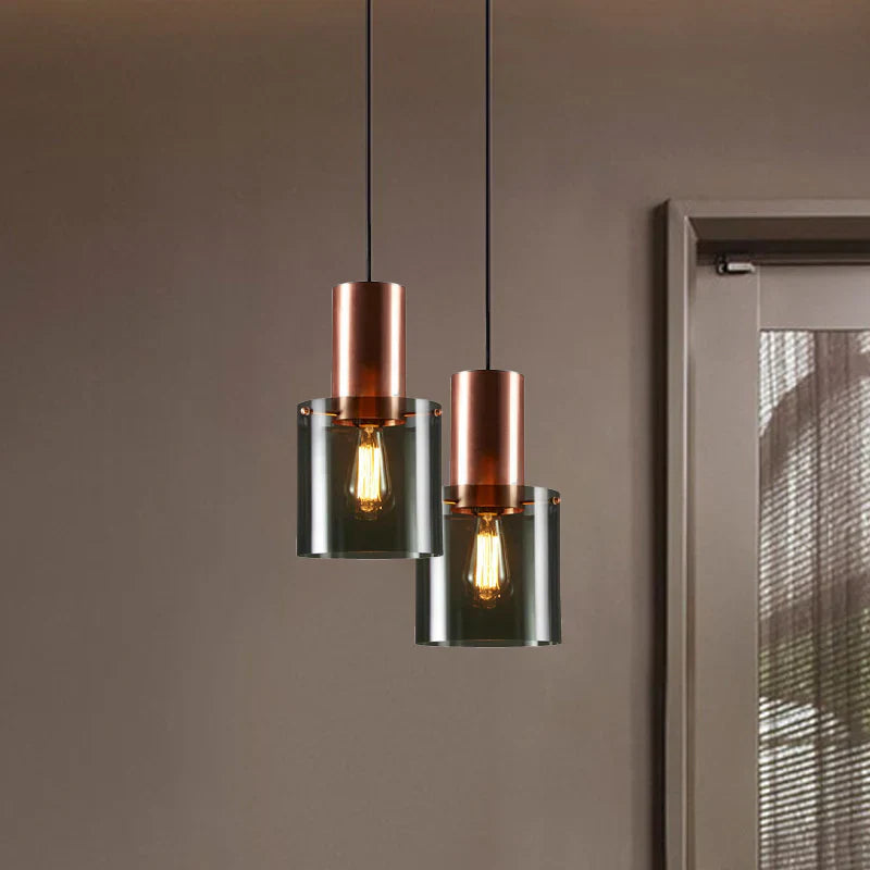 Lampa wisząca loftowa z cylindrem szklanym