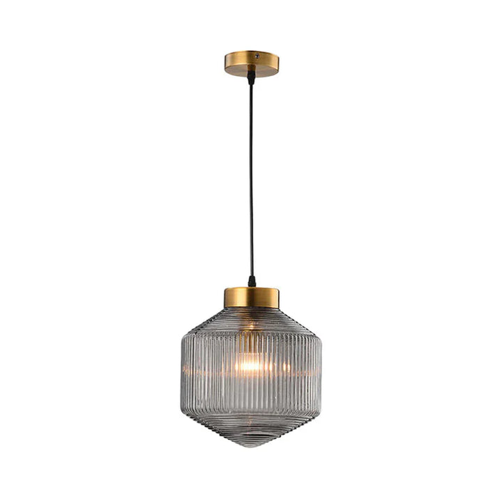 Lampa wisząca szklana z żebrowanym kloszem