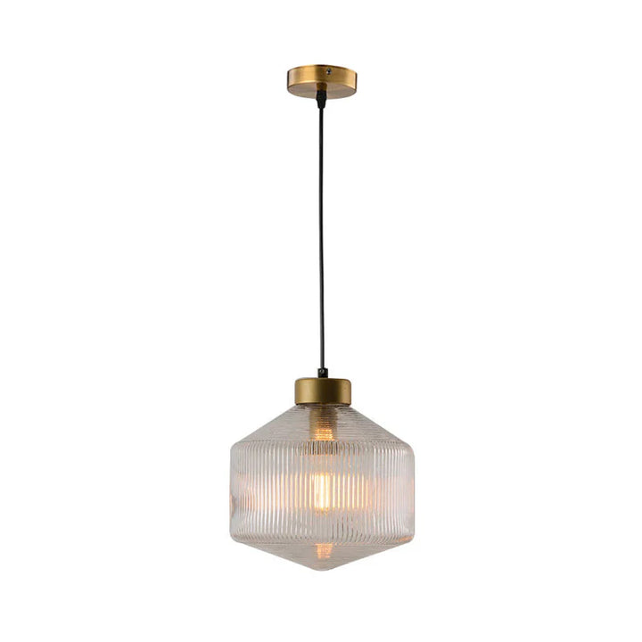Lampa wisząca szklana z żebrowanym kloszem