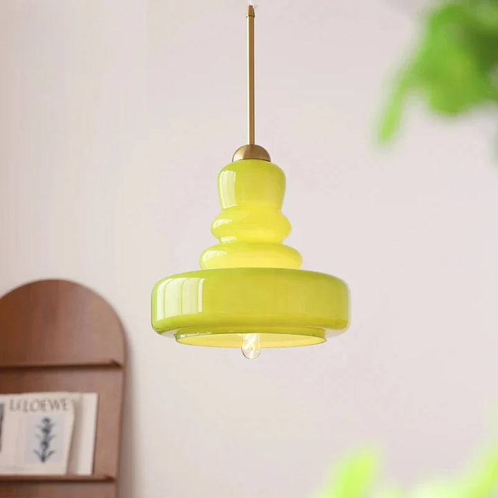 Lampa wisząca szklana z kloszem warstwowym