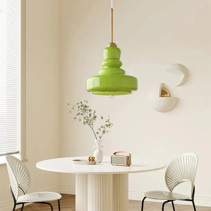 Lampa wisząca szklana z kloszem warstwowym