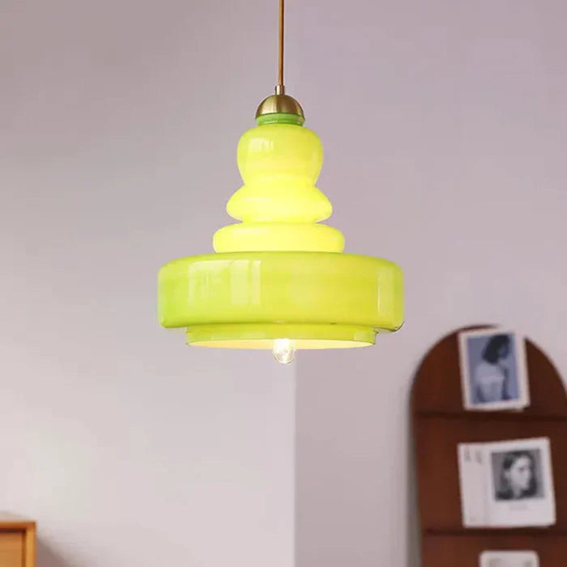 Lampa wisząca szklana z kloszem warstwowym