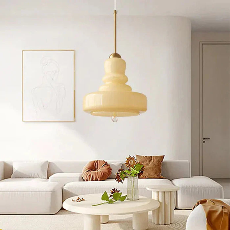 Lampa wisząca szklana z kloszem warstwowym