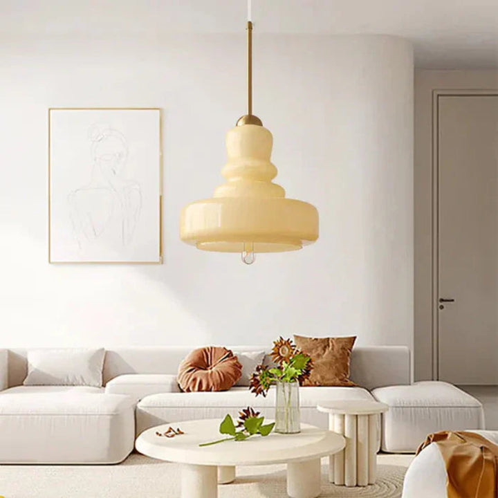 Lampa wisząca szklana z kloszem warstwowym