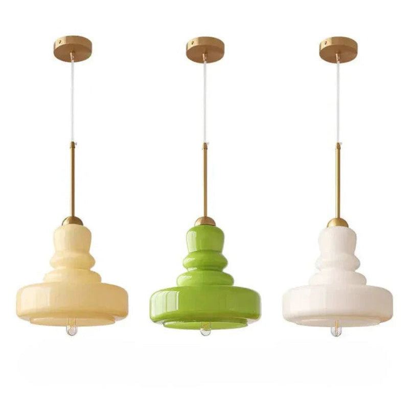 Lampa wisząca szklana z kloszem warstwowym
