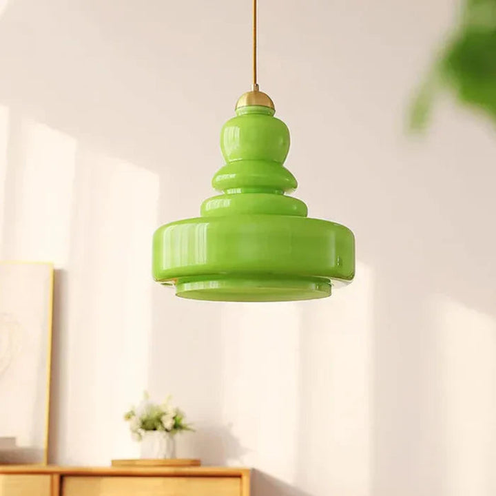 Lampa wisząca szklana z kloszem warstwowym