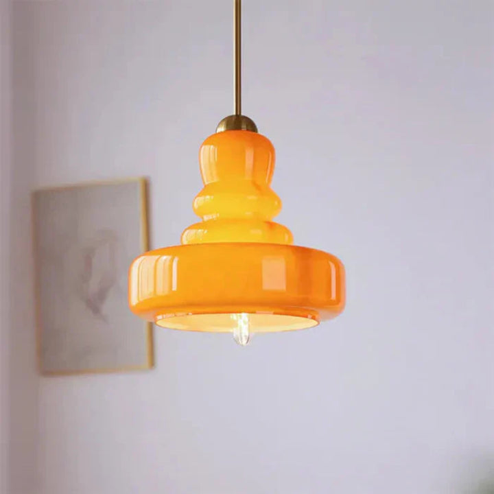 Lampa wisząca szklana z kloszem warstwowym