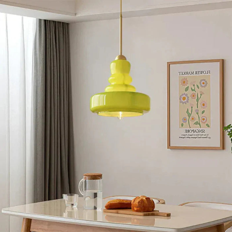 Lampa wisząca szklana z kloszem warstwowym