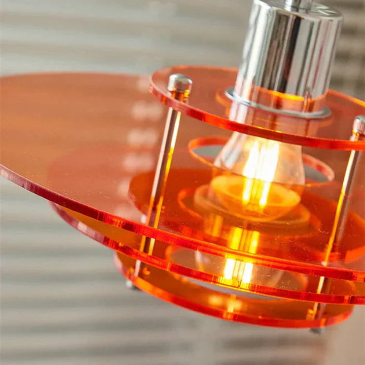 Lampa wisząca w kształcie dysku z pierścieniami akrylowymi