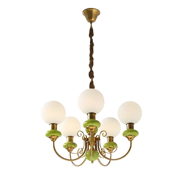 Lampa wisząca wieloramienna z ceramiką i szkłem mrożonym