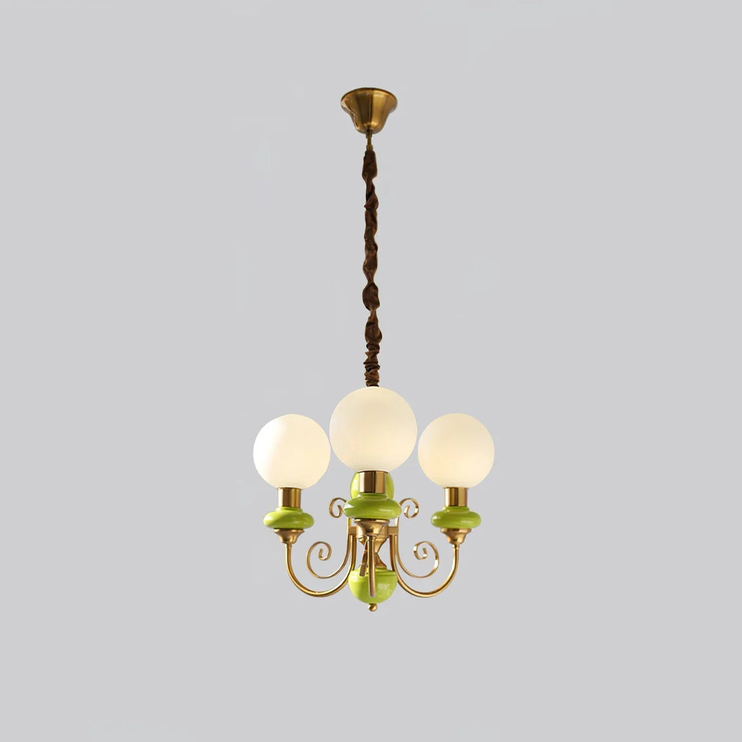 Lampa wisząca wieloramienna z ceramiką i szkłem mrożonym