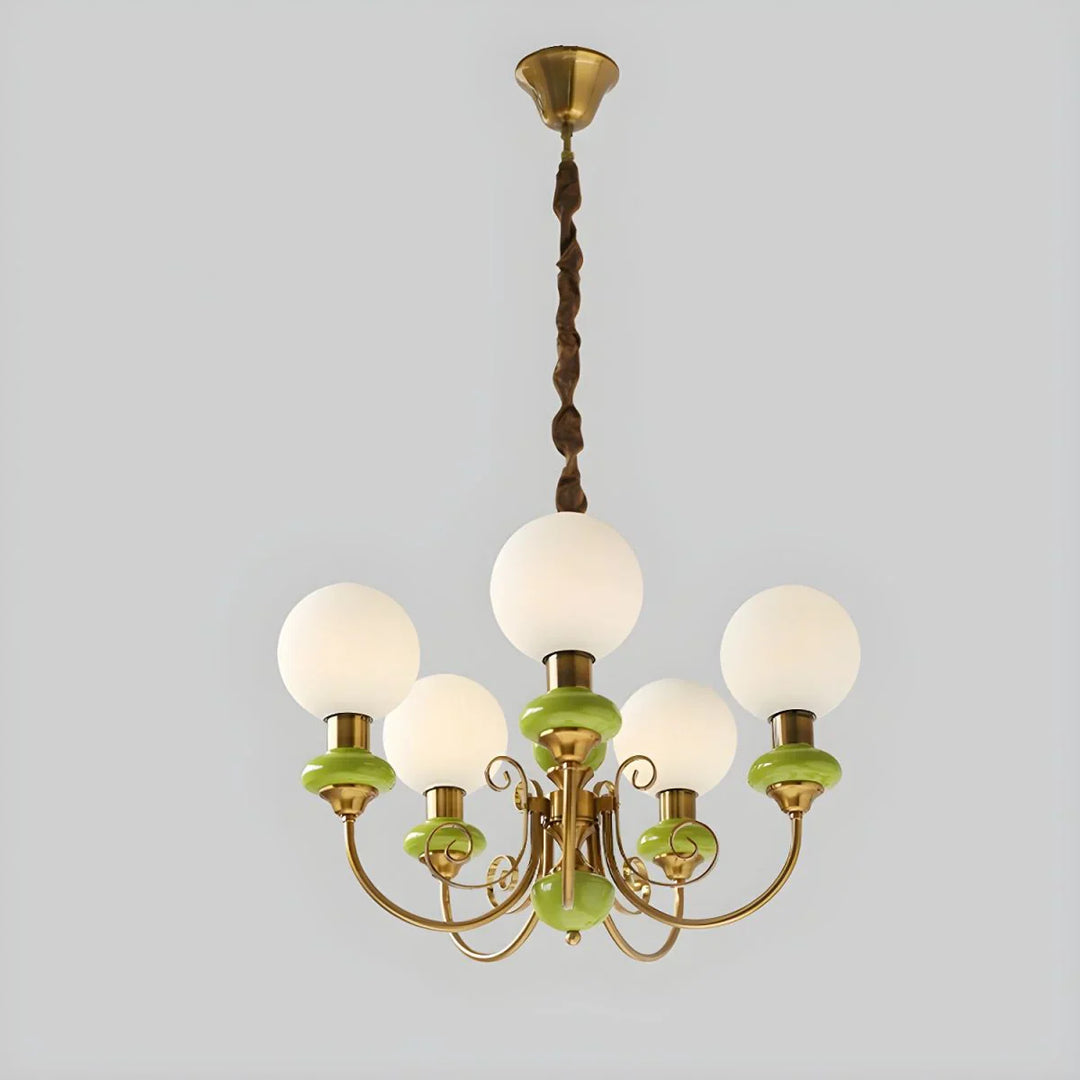 Lampa wisząca wieloramienna z ceramiką i szkłem mrożonym