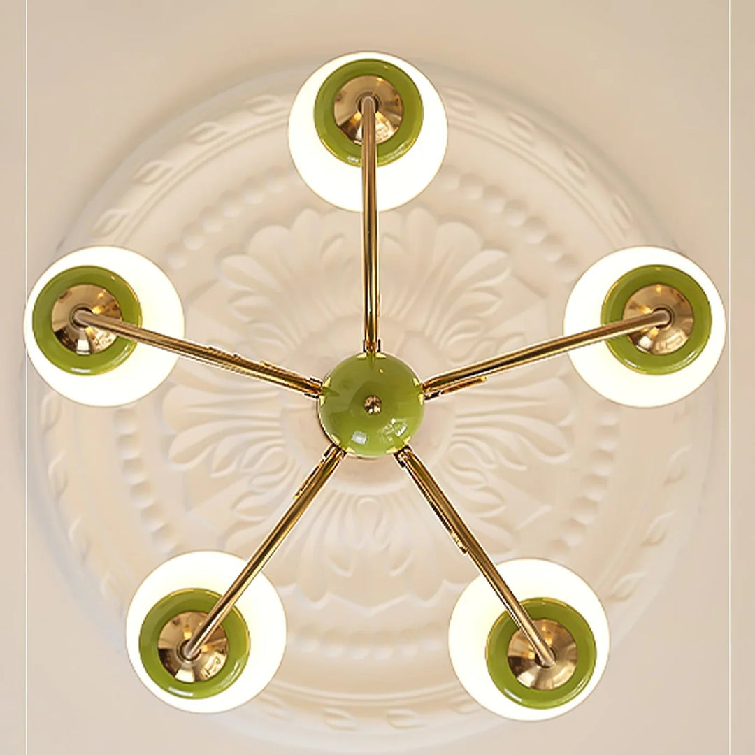 Lampa wisząca wieloramienna z ceramiką i szkłem mrożonym
