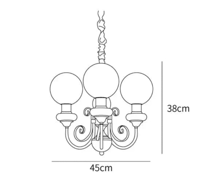 Lampa wisząca wieloramienna z ceramiką i szkłem mrożonym