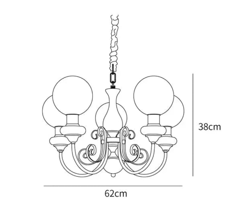 Lampa wisząca wieloramienna z ceramiką i szkłem mrożonym