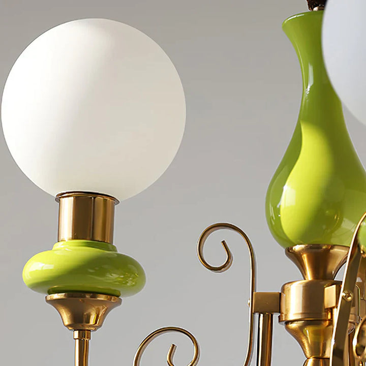 Lampa wisząca wieloramienna z ceramiką i szkłem mrożonym