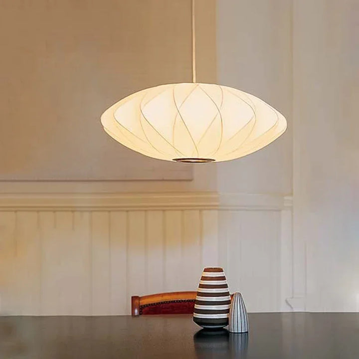 Lampa wisząca z abażurem z tkaniny