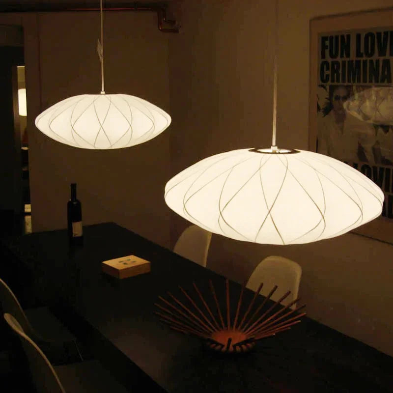 Lampa wisząca z abażurem z tkaniny
