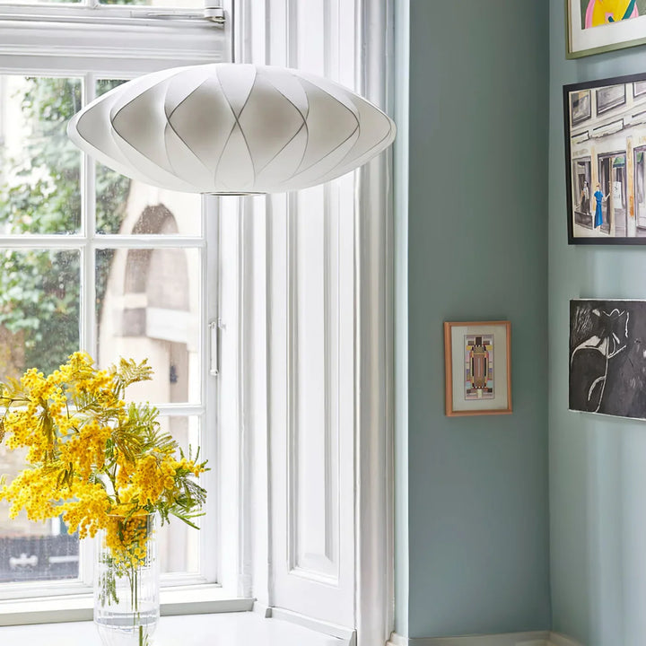 Lampa wisząca z abażurem z tkaniny