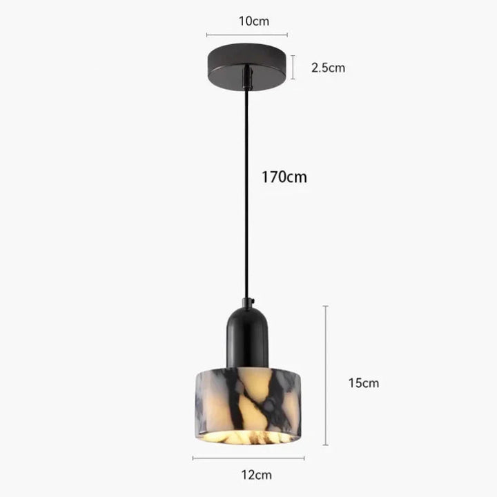 Lampa wisząca z cylindrycznym kloszem marmurowym