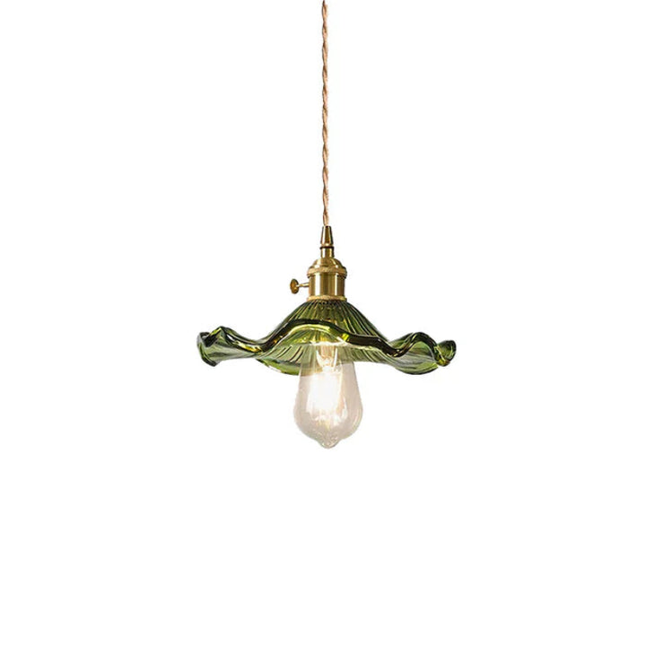 Lampa wisząca z falistym szklanym kloszem
