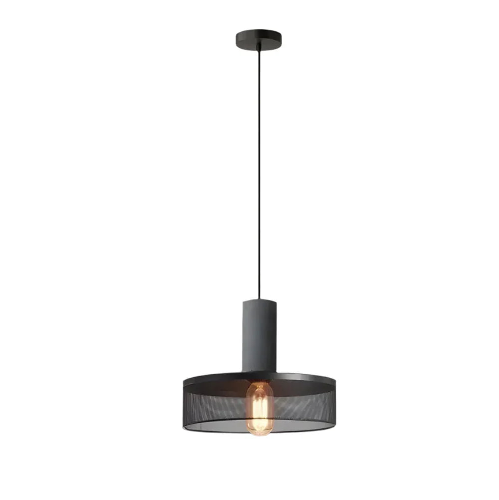 Lampa wisząca z kloszami ze szkła i oprawą przypominającą beton