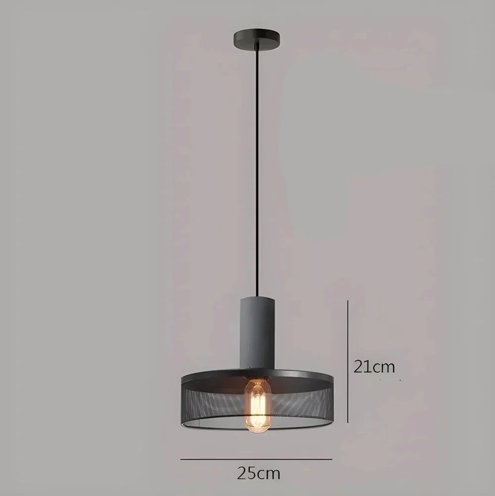 Lampa wisząca z kloszami ze szkła i oprawą przypominającą beton
