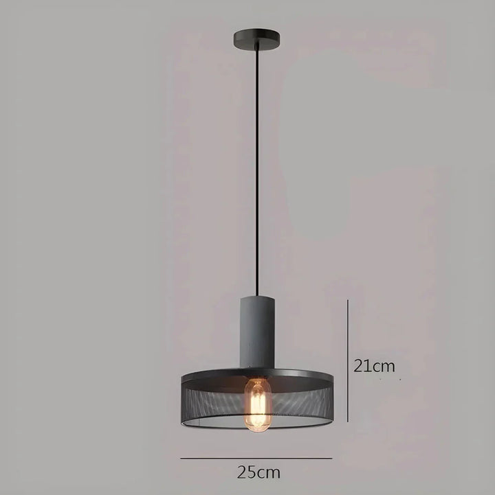 Lampa wisząca z kloszami ze szkła i oprawą przypominającą beton