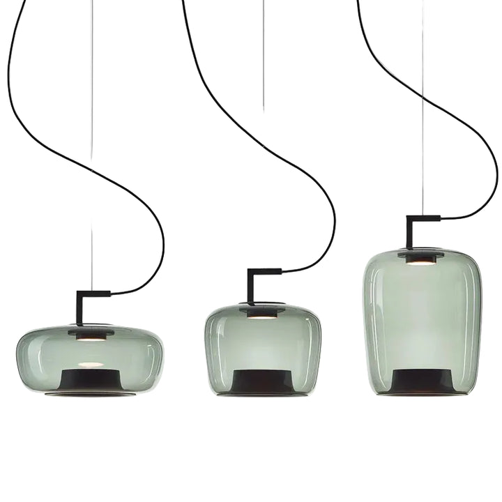 Lampa wisząca z kloszem z przydymionego szkła i uchwytem sufitowym