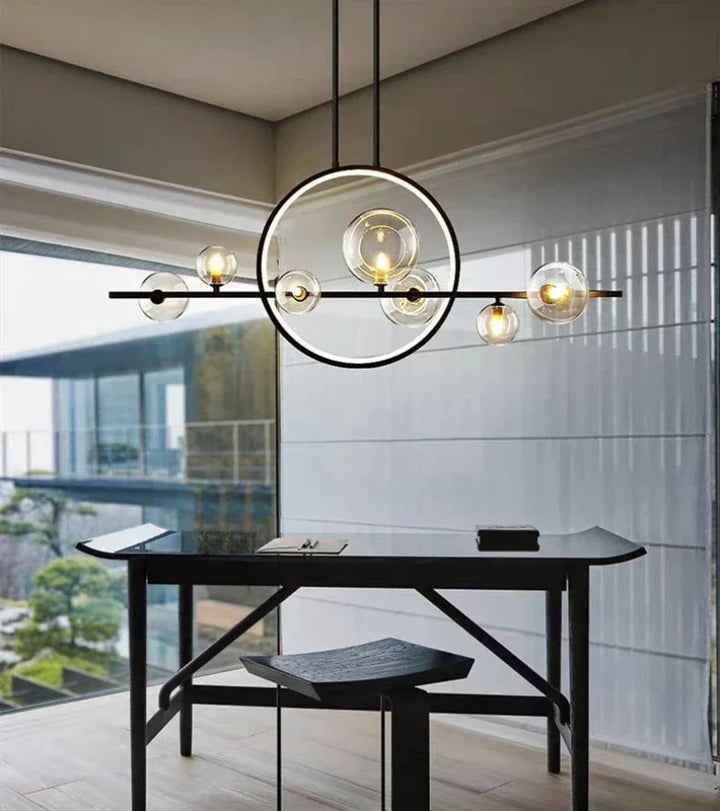 Lampa wisząca z kulami szklanymi i pierścieniem