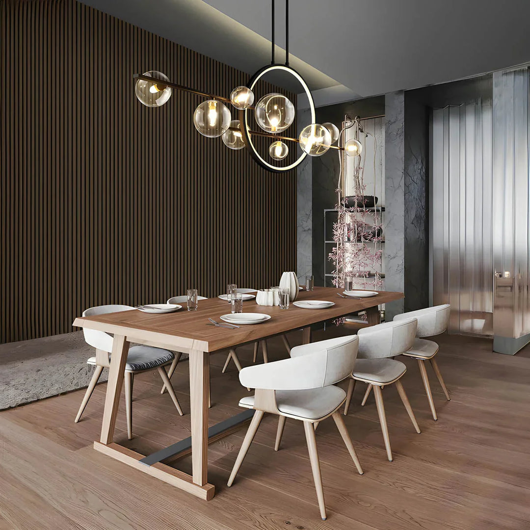 Lampa wisząca z kulami szklanymi i pierścieniem