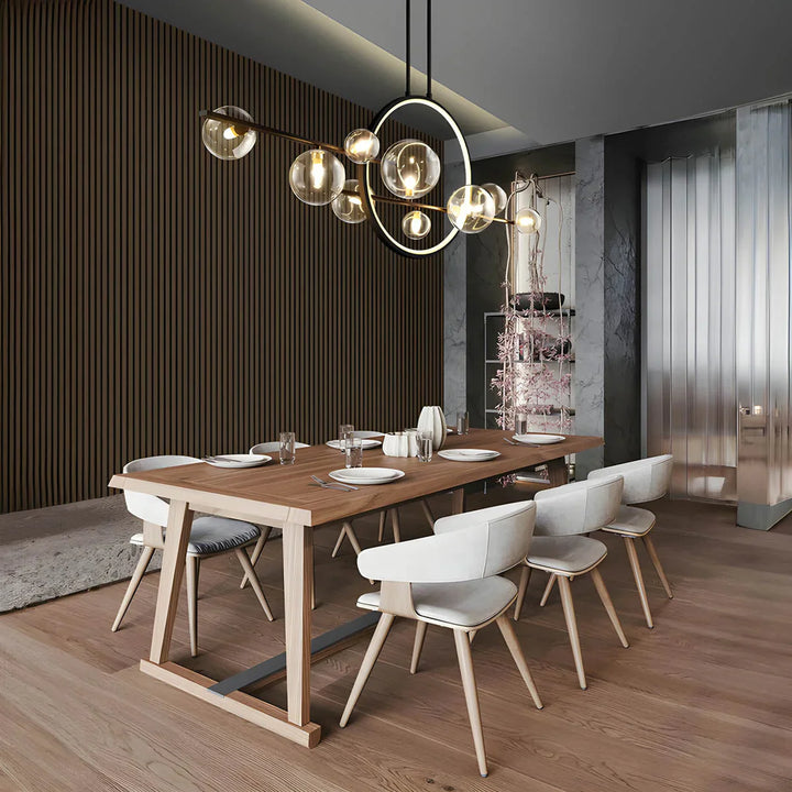 Lampa wisząca z kulami szklanymi i pierścieniem