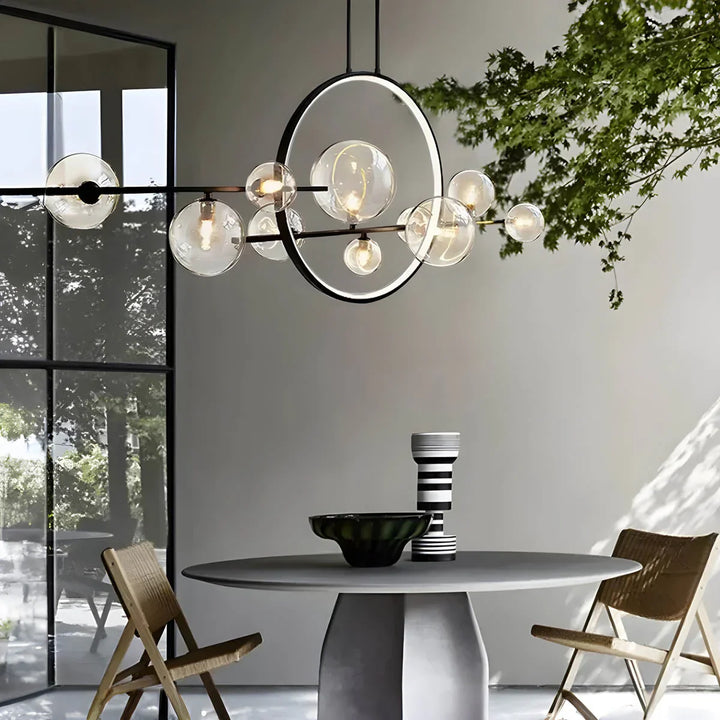 Lampa wisząca z kulami szklanymi i pierścieniem