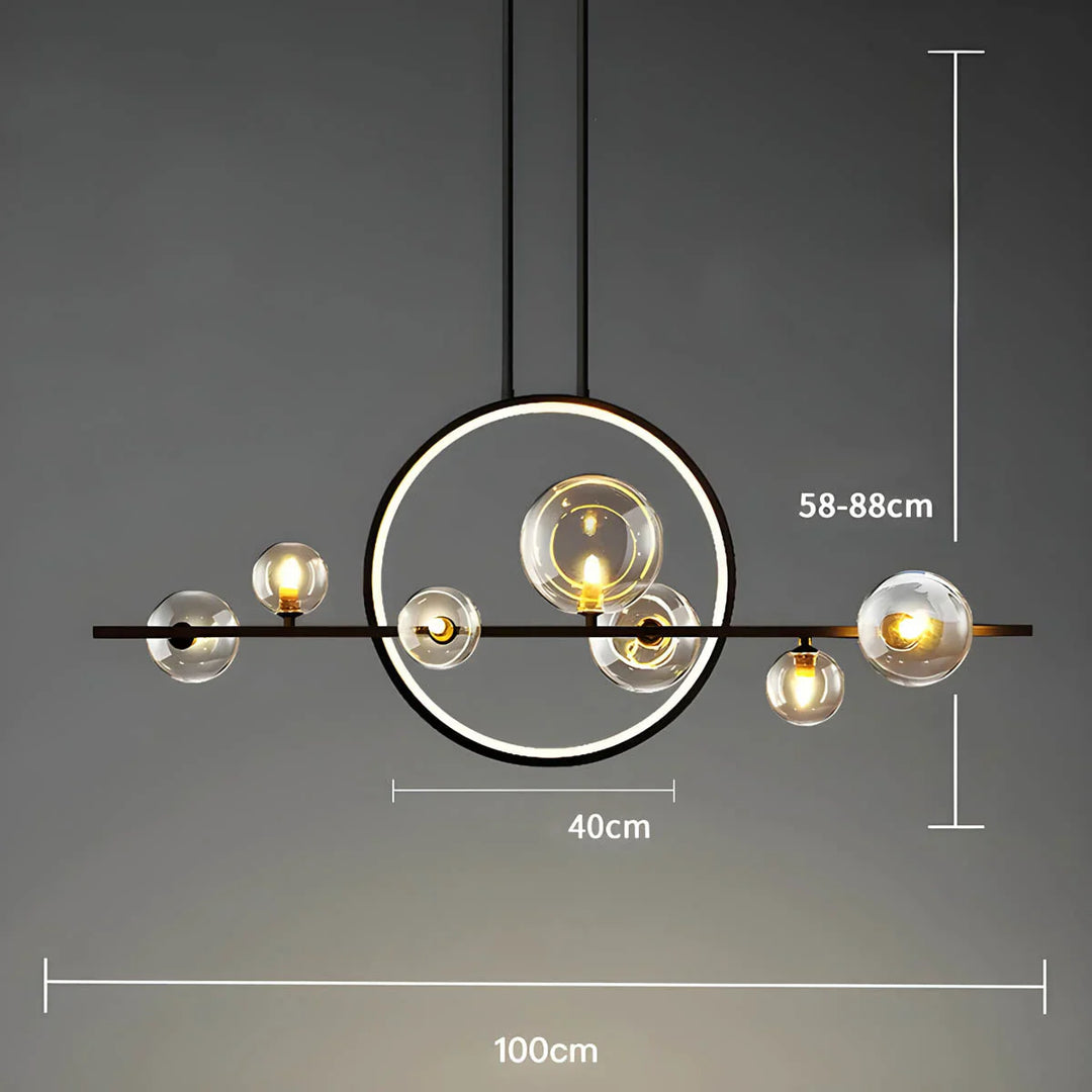 Lampa wisząca z kulami szklanymi i pierścieniem