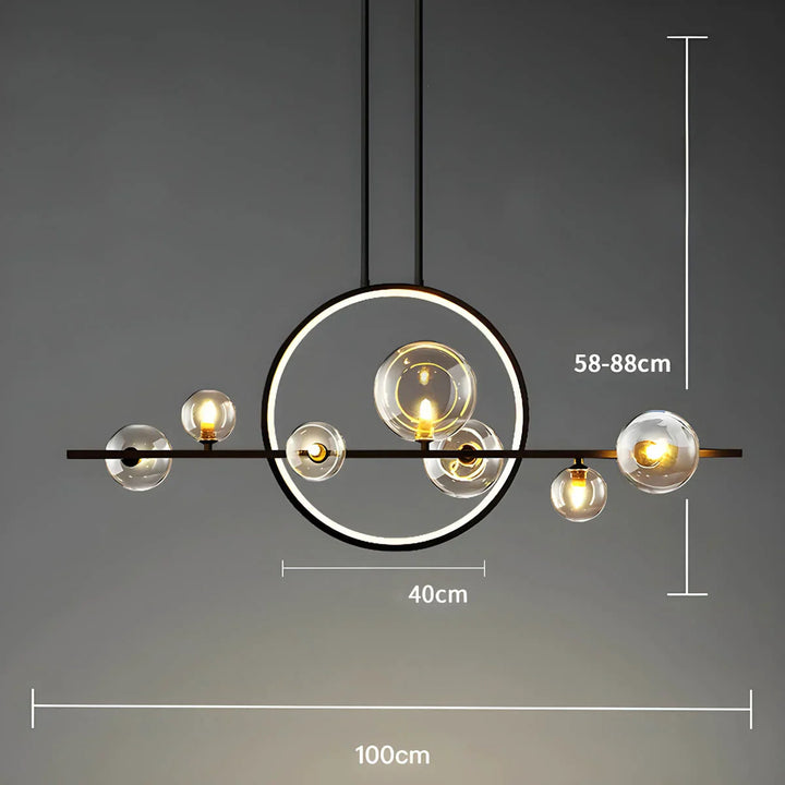 Lampa wisząca z kulami szklanymi i pierścieniem